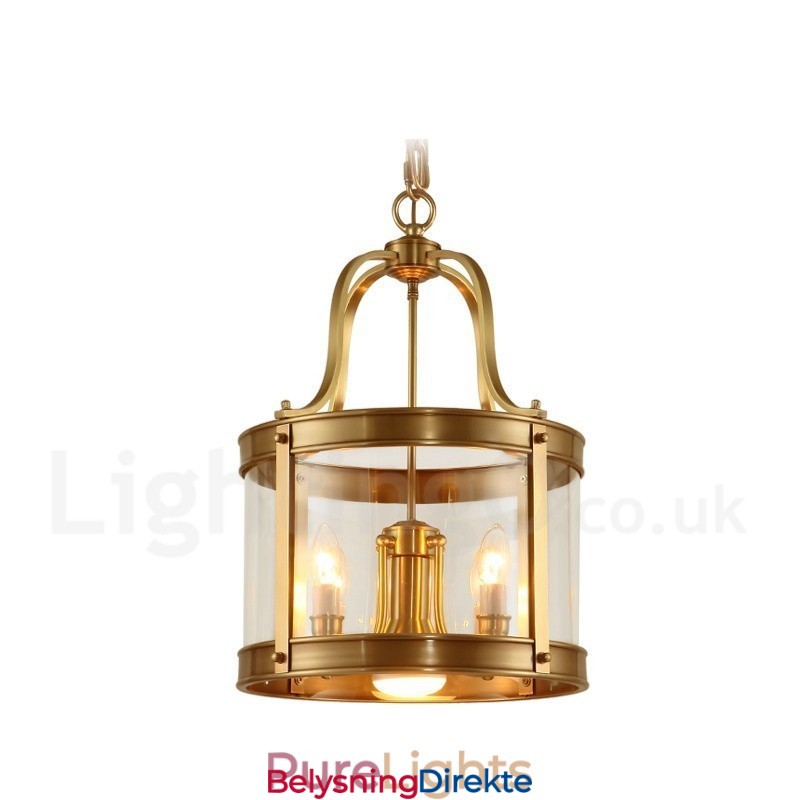 Retro Rustikk Luksuriøs Messing Pendellampe Med 5 Lys Og Glassskjerm