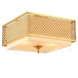 Retro Rustikk Luksuriøs Messing Pendellampe Med 4 Lys Og Stoffskjerm