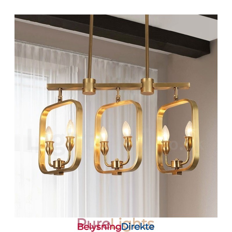 Lys Retro Rustikk Luksuriøs Messing Pendellampe Lysekrone