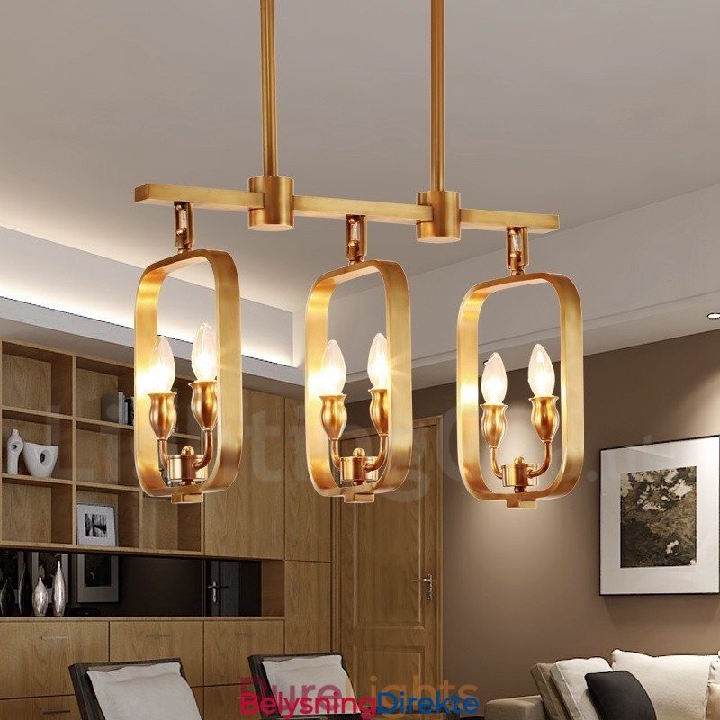 Lys Retro Rustikk Luksuriøs Messing Pendellampe Lysekrone