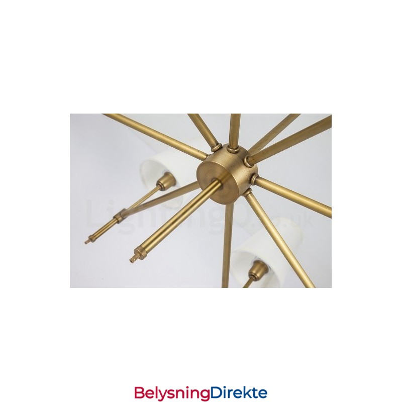 8 Lys Retro Rustikk Luksuriøs Messing Pendellampe Med Stoffskjerm