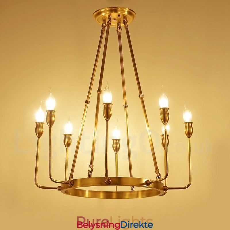 6 Lys 8 Lys Retro Rustikk Luksuriøs Messing Pendellampe Lysekrone
