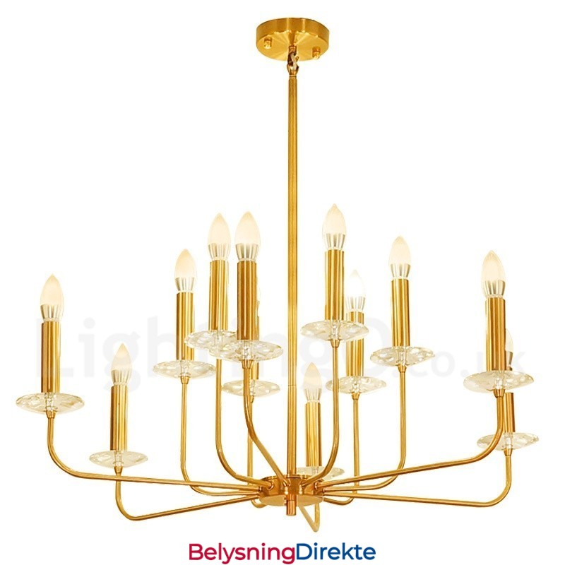 12-Lys Retro Rustikk Luksuriøs Messing Pendellampe Lysekrone