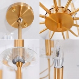 12-Lys Retro Rustikk Luksuriøs Messing Pendellampe Lysekrone