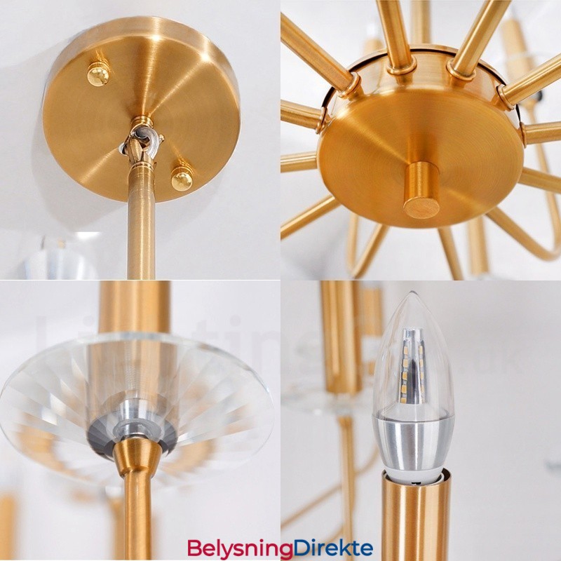 12-Lys Retro Rustikk Luksuriøs Messing Pendellampe Lysekrone