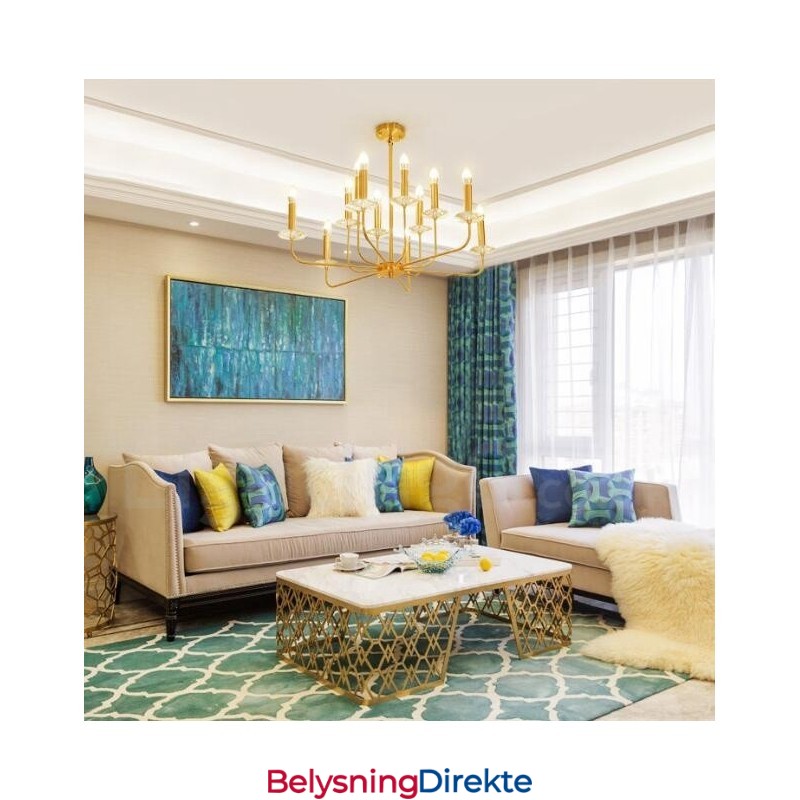 12-Lys Retro Rustikk Luksuriøs Messing Pendellampe Lysekrone