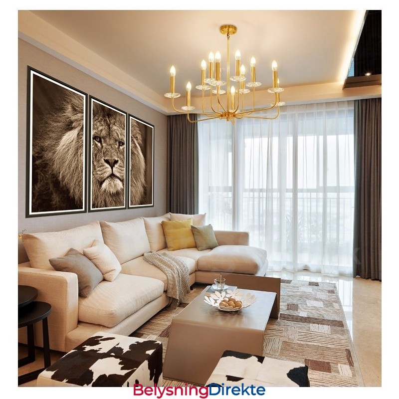 12-Lys Retro Rustikk Luksuriøs Messing Pendellampe Lysekrone