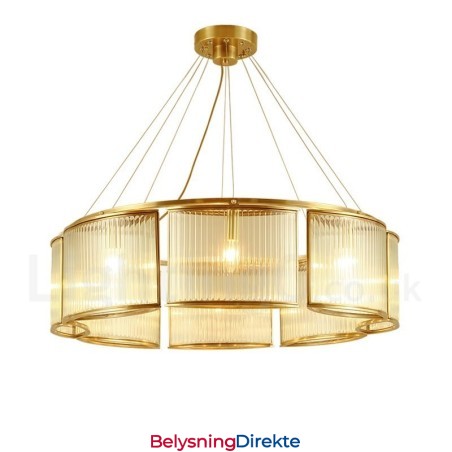 8 Lys Retro Rustikk Luksuriøs Messing Pendellampe Med Glassskjerm