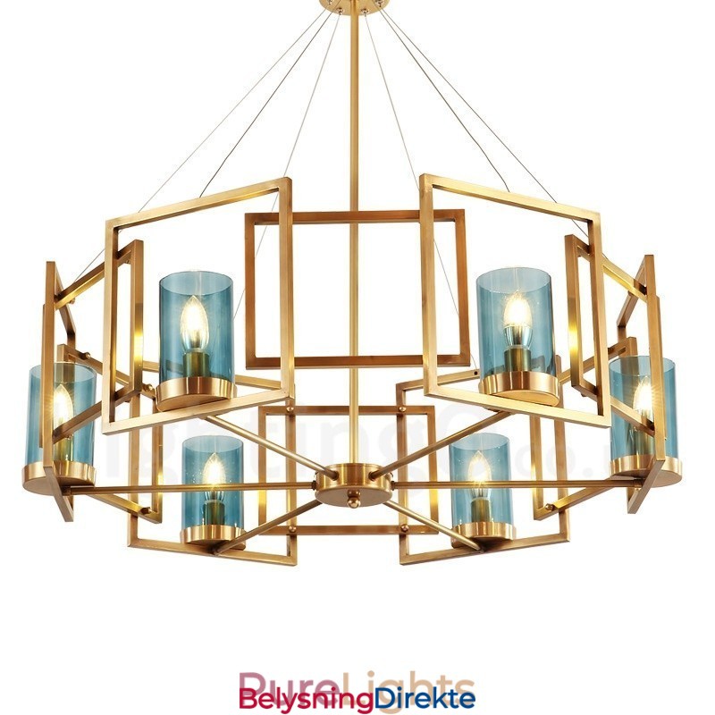 Retro Rustik Luksuriøs Messing Pendellampe Med 6 Lys Og Glassskjerm