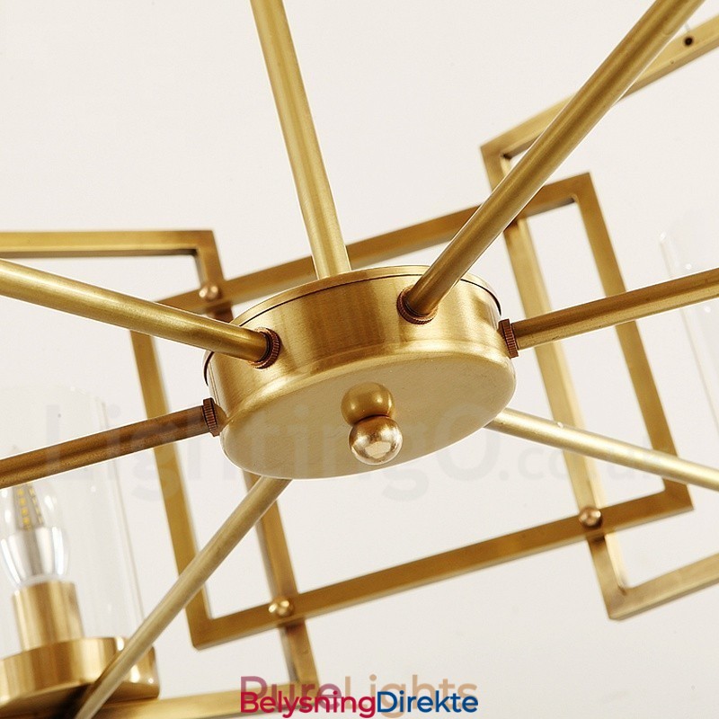 Retro Rustik Luksuriøs Messing Pendellampe Med 6 Lys Og Glassskjerm