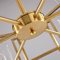 Retro Rustik Luksuriøs Messing Pendellampe Med 6 Lys Og Glassskjerm