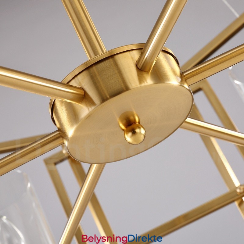 Retro Rustik Luksuriøs Messing Pendellampe Med 6 Lys Og Glassskjerm