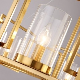 Retro Rustik Luksuriøs Messing Pendellampe Med 6 Lys Og Glassskjerm