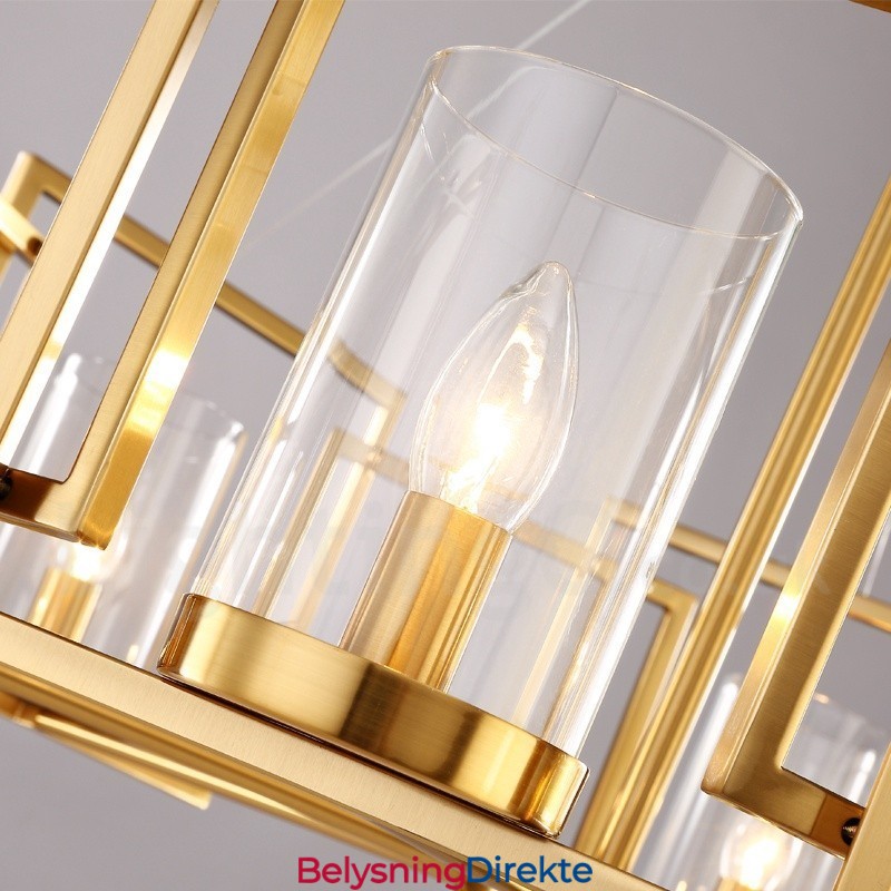 Retro Rustik Luksuriøs Messing Pendellampe Med 6 Lys Og Glassskjerm