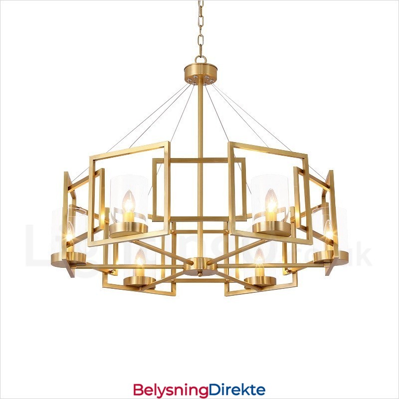 Retro Rustik Luksuriøs Messing Pendellampe Med 6 Lys Og Glassskjerm