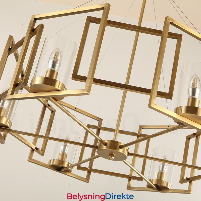 Retro Rustik Luksuriøs Messing Pendellampe Med 6 Lys Og Glassskjerm