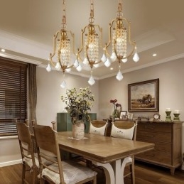 1 Lys Retro Rustikk Luksuriøs Messing Pendellampe Med Krystallskjerm