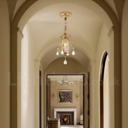 1 Lys Retro Rustikk Luksuriøs Messing Pendellampe Med Krystallskjerm