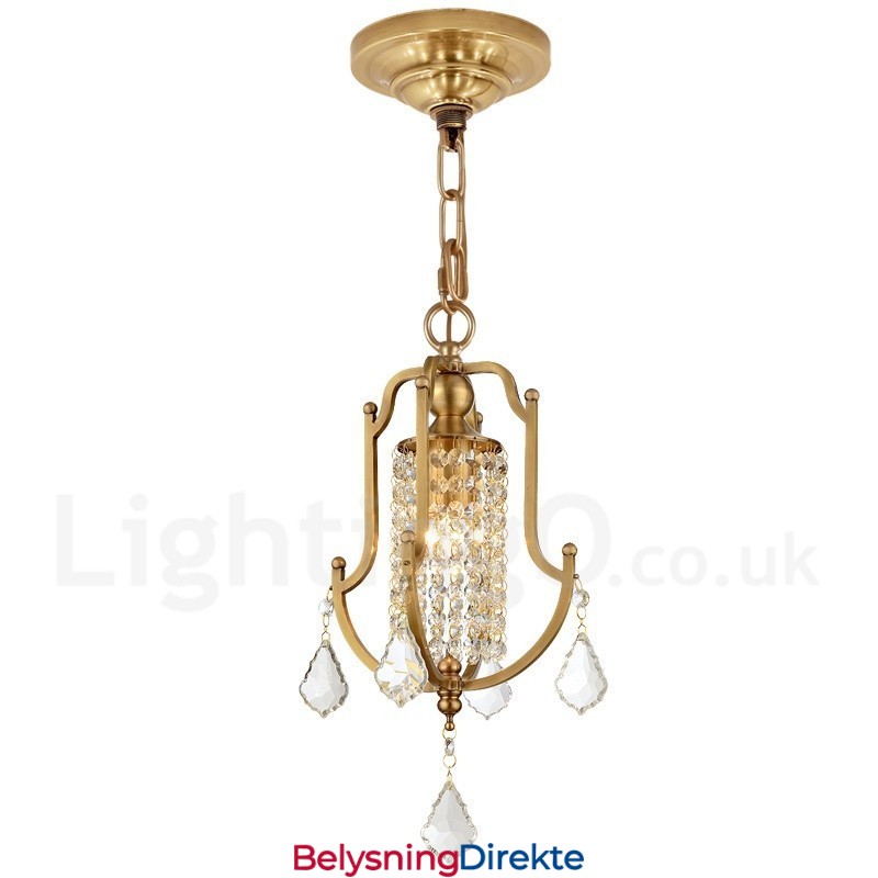 1 Lys Retro Rustikk Luksuriøs Messing Pendellampe Med Krystallskjerm