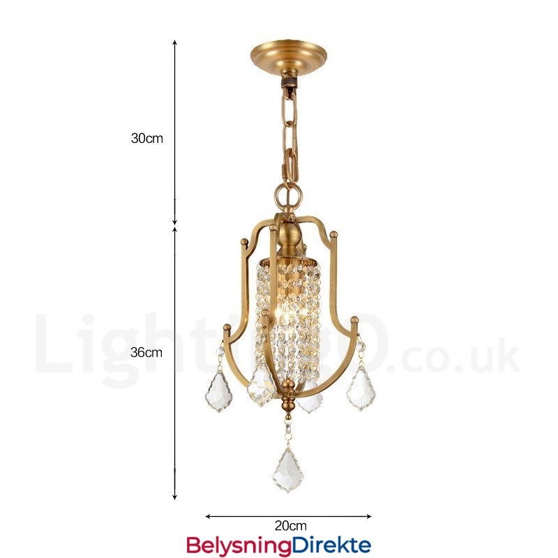 1 Lys Retro Rustikk Luksuriøs Messing Pendellampe Med Krystallskjerm