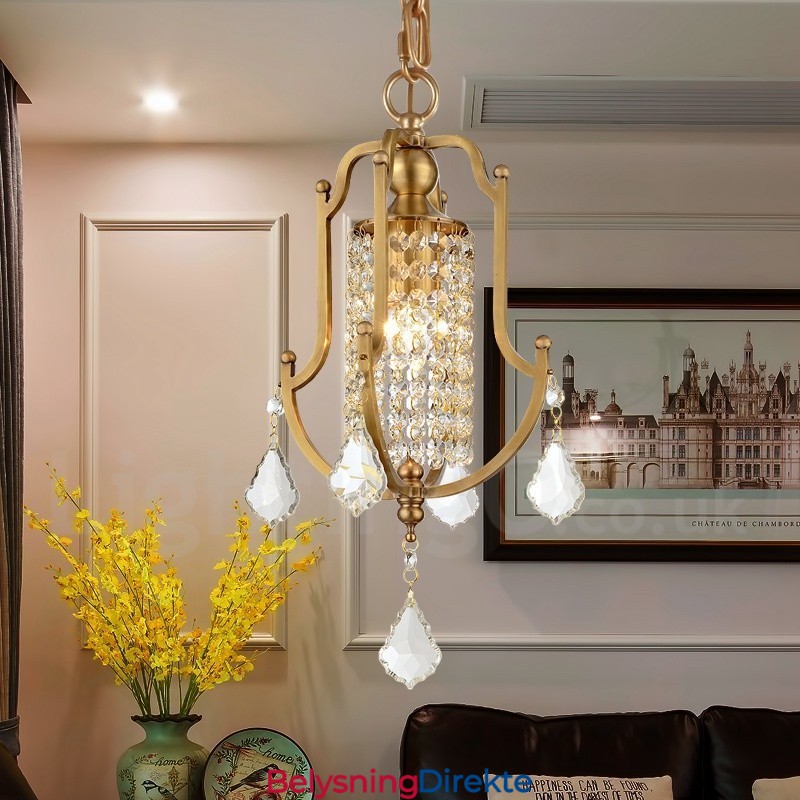 1 Lys Retro Rustikk Luksuriøs Messing Pendellampe Med Krystallskjerm