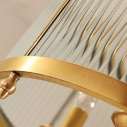 Retro Rustikk Luksuriøs Messing Pendellampe Med 5 Lys Og Glassskjerm