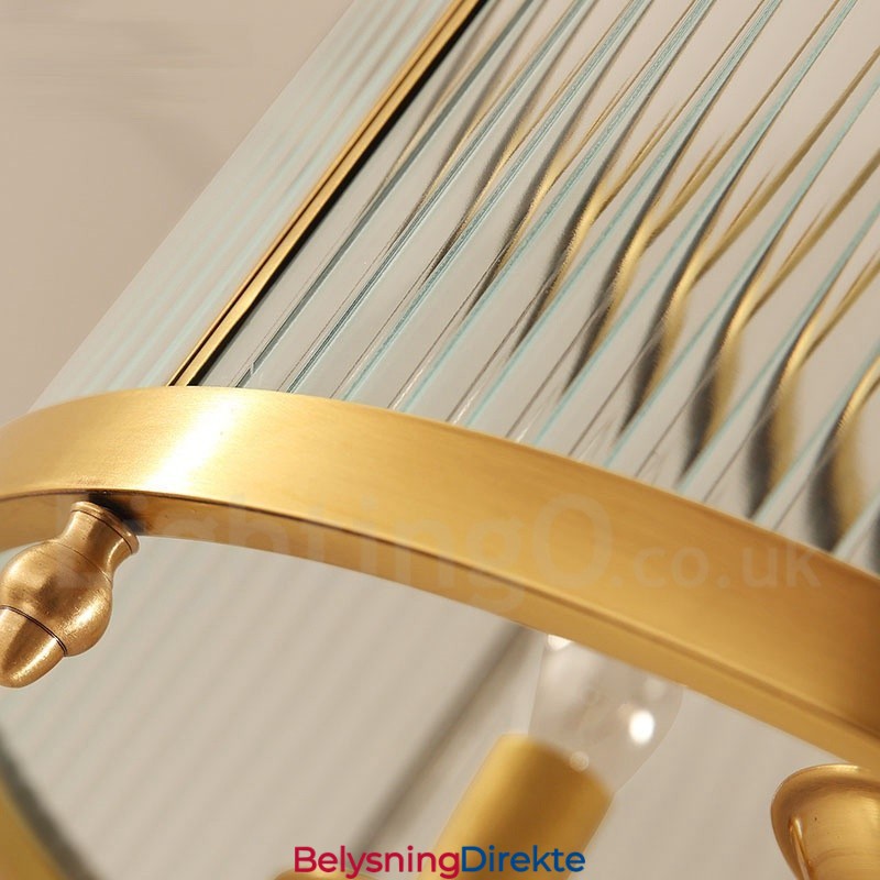 Retro Rustikk Luksuriøs Messing Pendellampe Med 5 Lys Og Glassskjerm