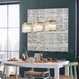 Retro Rustikk Luksuriøs Messing Pendellampe Med 3 Lys Og Glassskjerm