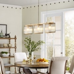 Retro Rustikk Luksuriøs Messing Pendellampe Med 3 Lys Og Glassskjerm