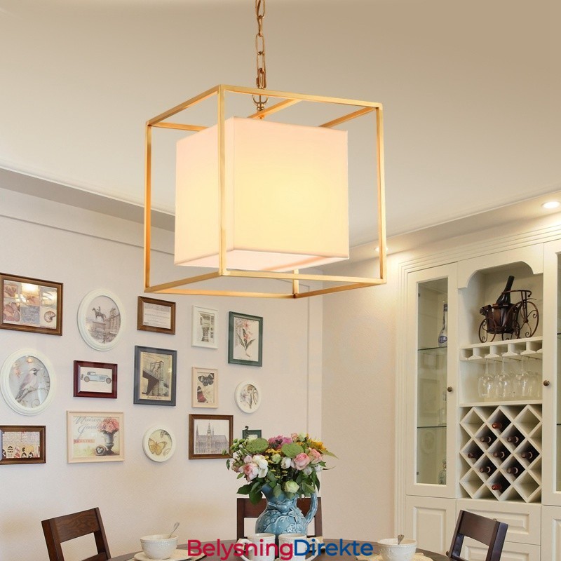 Retro Rustikk Luksuriøs Messing Pendellampe Med 1 Lys Og Stoffskjerm