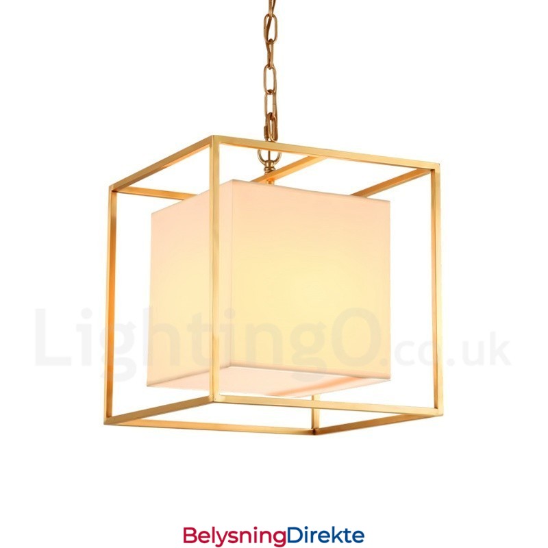 Retro Rustikk Luksuriøs Messing Pendellampe Med 1 Lys Og Stoffskjerm