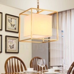 Retro Rustikk Luksuriøs Messing Pendellampe Med 1 Lys Og Stoffskjerm