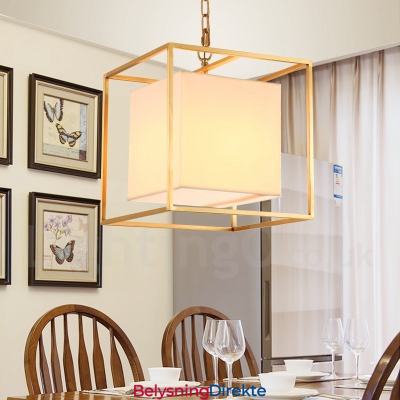 Retro Rustikk Luksuriøs Messing Pendellampe Med 1 Lys Og Stoffskjerm