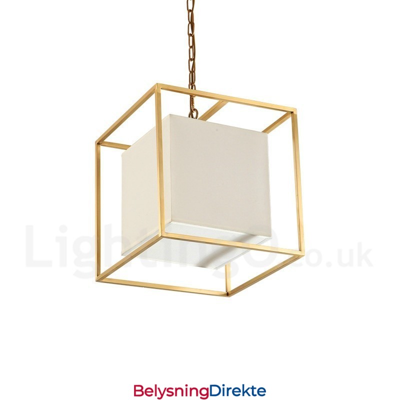 Retro Rustikk Luksuriøs Messing Pendellampe Med 1 Lys Og Stoffskjerm