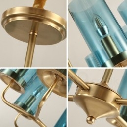 8 Lys Retro Rustikk Luksuriøs Messing Pendellampe Med Glassskjerm