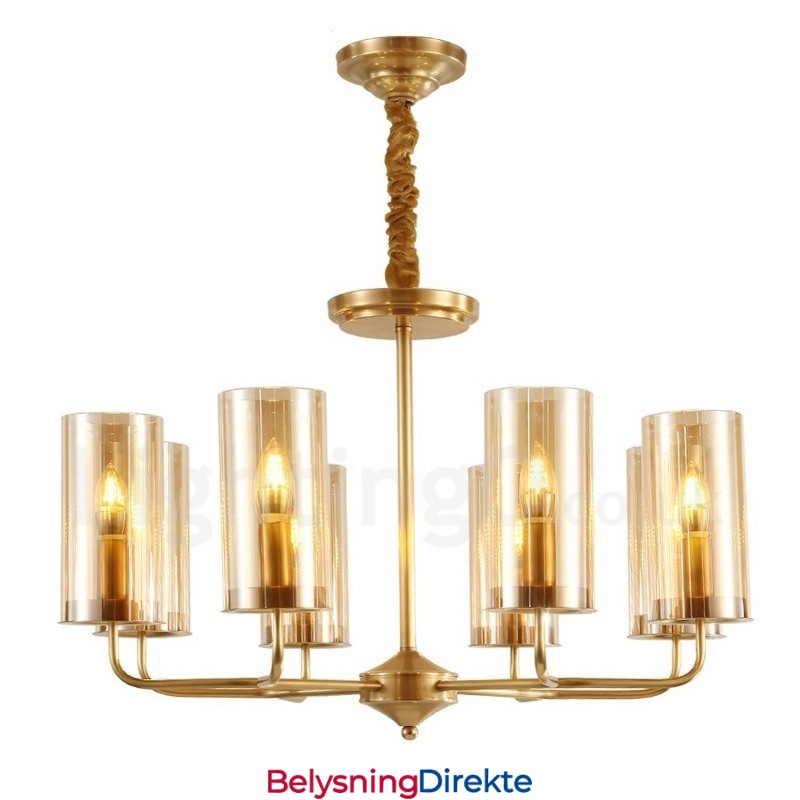 8 Lys Retro Rustikk Luksuriøs Messing Pendellampe Med Glassskjerm