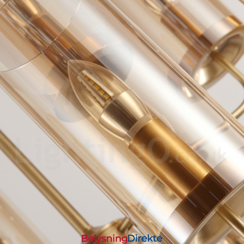 16 Lys Retro Rustikk Luksuriøs Messing Pendellampe Med Glassskjerm