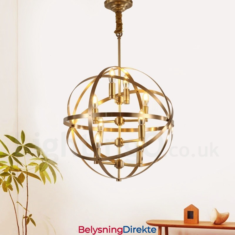 8 Lys Retro Rustikk Luksuriøs Messing Pendellampe Lysekrone