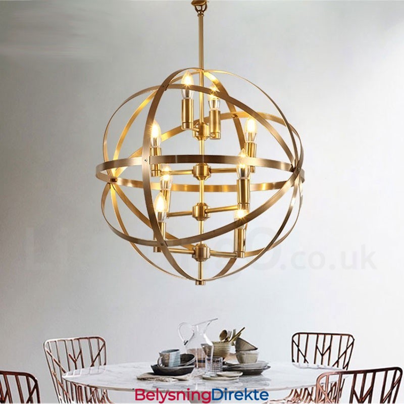 8 Lys Retro Rustikk Luksuriøs Messing Pendellampe Lysekrone