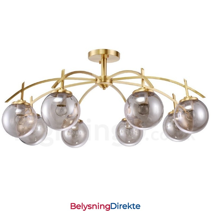 8 Lys Retro Rustikk Luksuriøs Messing Pendellampe Med Glassskjerm