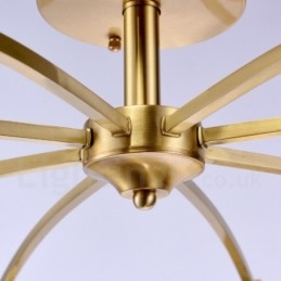 8 Lys Retro Rustikk Luksuriøs Messing Pendellampe Med Glassskjerm