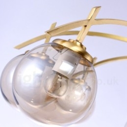 8 Lys Retro Rustikk Luksuriøs Messing Pendellampe Med Glassskjerm