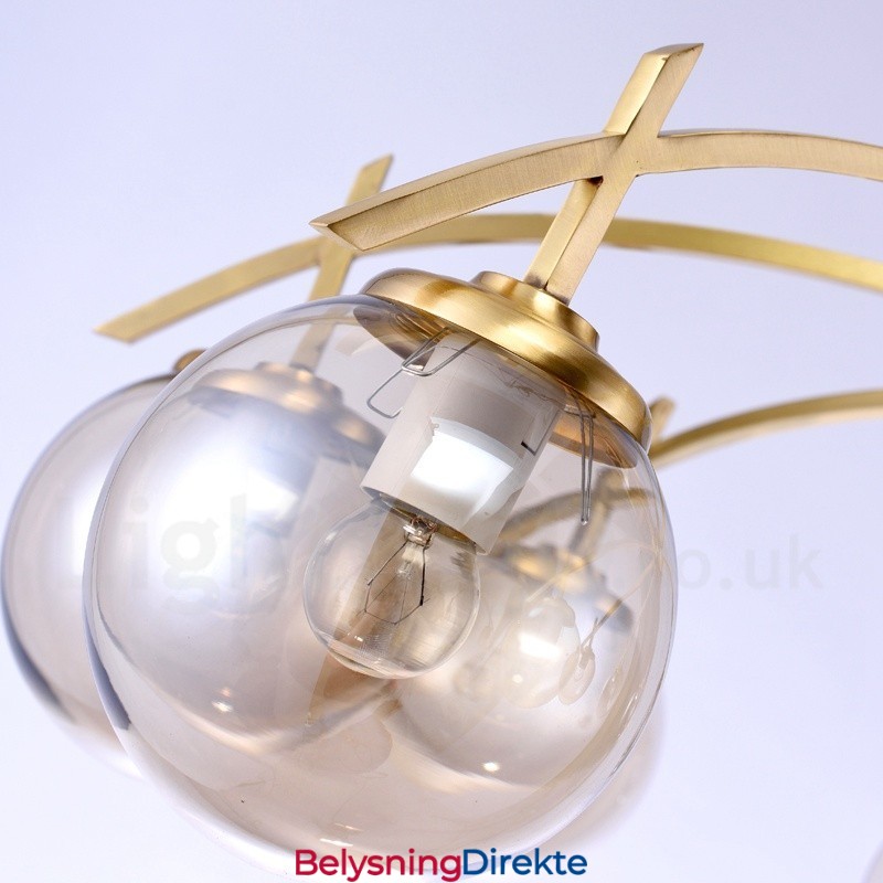 8 Lys Retro Rustikk Luksuriøs Messing Pendellampe Med Glassskjerm