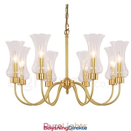 8 Lys Retro Rustikk Luksuriøs Messing Pendellampe Med Glassskjerm