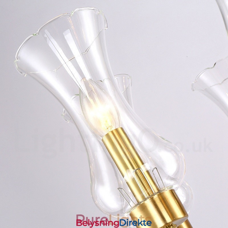 8 Lys Retro Rustikk Luksuriøs Messing Pendellampe Med Glassskjerm