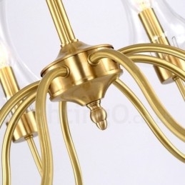 8 Lys Retro Rustikk Luksuriøs Messing Pendellampe Med Glassskjerm