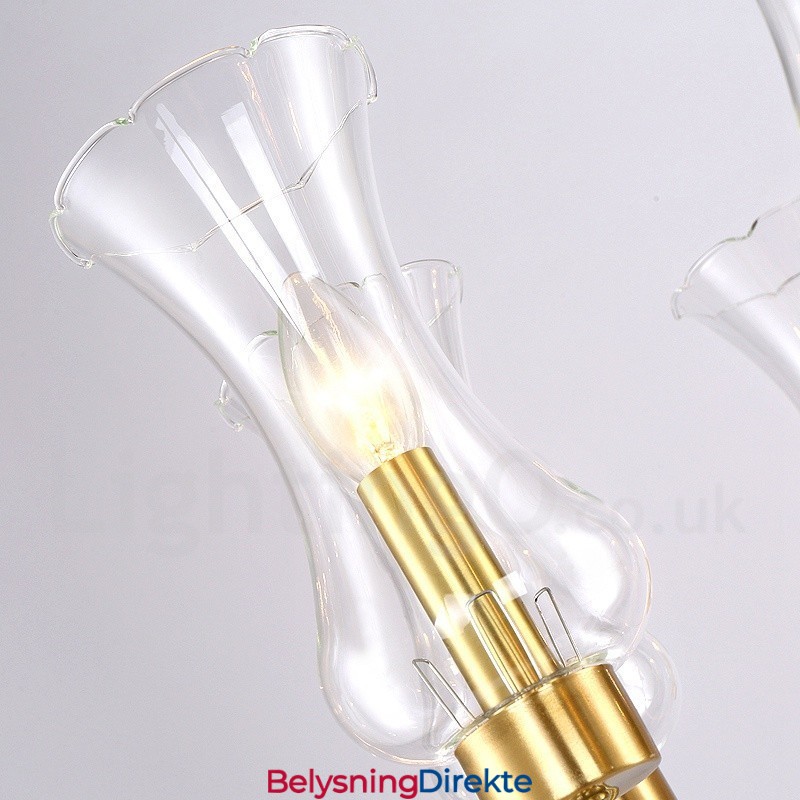 Retro Rustik Luksuriøs Messing Pendellampe Med 6 Lys Og Glassskjerm