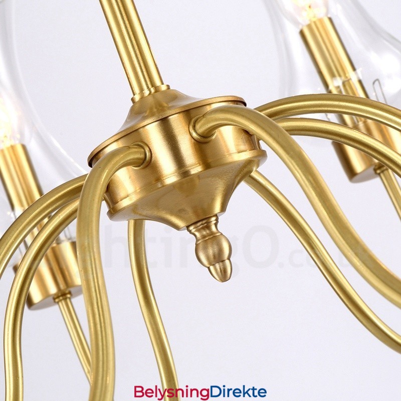 Retro Rustik Luksuriøs Messing Pendellampe Med 6 Lys Og Glassskjerm