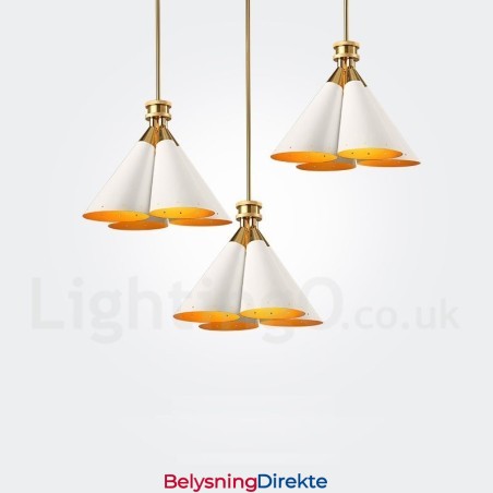 4-Lyss Retro Rustikk Luksuriøs Aluminiumslegering Pendellampe Lysekrone Med Aluminiumslegering Skjerm