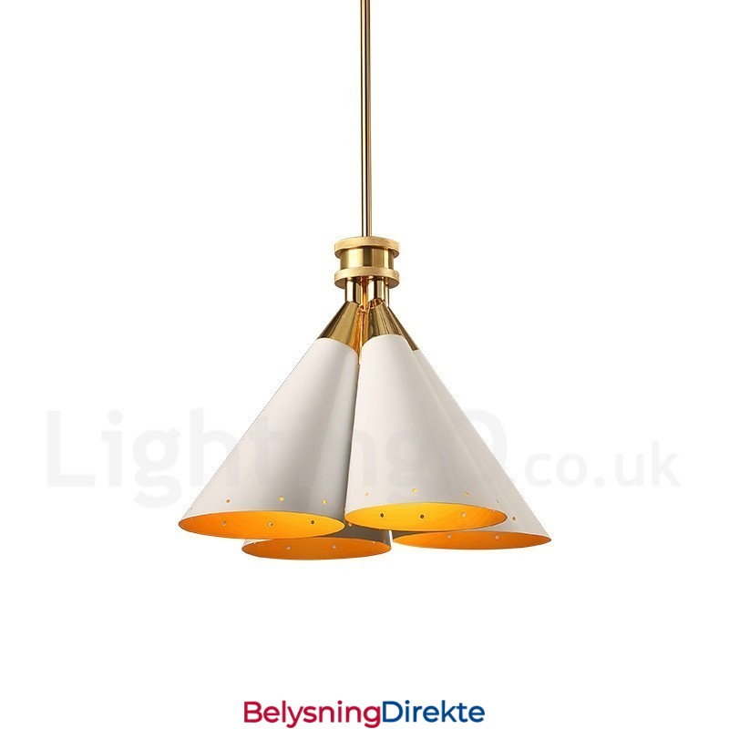 4-Lyss Retro Rustikk Luksuriøs Aluminiumslegering Pendellampe Lysekrone Med Aluminiumslegering Skjerm